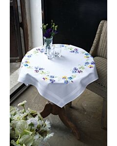 Vervaco borduurpakket tafelkleed viooltjes pn-0145232  voorbedrukt