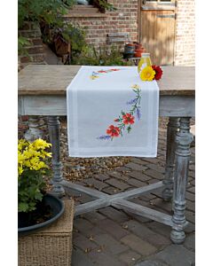 Vervaco borduurpakket voorbedrukte loper Bloemen en lavendel PN-0166929 