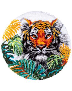 Vervaco knooppakket tijger met jungle bladeren knoopkleed pn-0187077