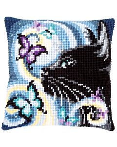 Vervaco kruissteek borduurkussen poes met vlinders borduren pn-0149061