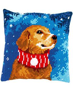 Vervaco kussen hond met sjaal in kruissteek borduren pn-0196763