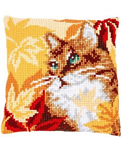 Vervaco kussen Kat met herfstbladeren  pn-0194222 borduren