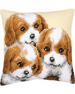 Borduurpakket  kruissteek kussen 3 pups van Vervaco pn-0008507