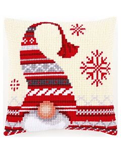 Voorbedrukt kruissteek borduurkussen kerstkabouter pn-0156877