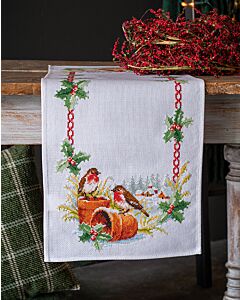 Vervaco tafelkleed roodborstjes in de winter borduren met telpatroon pn-0147403
