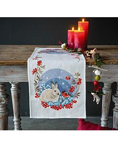 Vervaco tafelloper sneeuwhaas en goudvink borduren met telpatroon pn-0196730