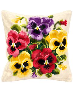 Vervaco voorbedrukt kruissteekkussen viooltjes pn-0008685