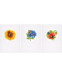 Vervaco wenskaarten met omslag zomerbloemen set van 3 borduren pn-0147922