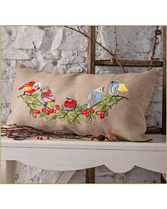 Borduurpakket voorbedrukte kussen vogels op tak in spansteek van anchor  