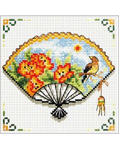 Voorbedrukt borduurpakket Nasturtium Fan - waaier Needleart World op aida 140.027