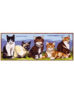 Voorbedrukt canvas/stramien poezen  om te borduren van Margot 62.256