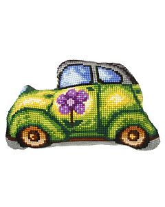 Voorbedrukt kruissteek kussen auto als borduurpakket orchidea art 9328