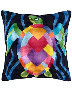 Voorbedrukt kruissteek kussenborduurpakket zeeschildpad Collection d'Art  5346