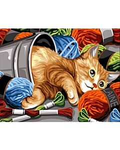 Voorbedrukt stramien poes met wol om te borduren seg de paris 926.313