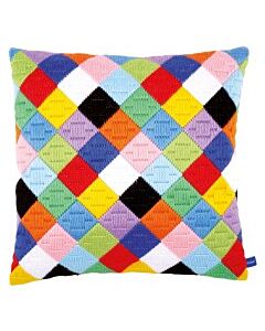 Vervaco voorbedrukte borduurkussen spansteek dolle kleuren pn-0156326