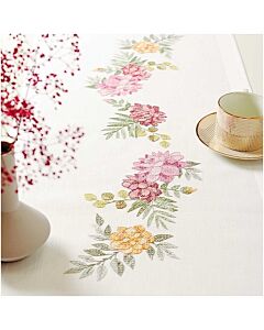 Voorbedrukte loper chrysanten om te borduren 45X100cm Rico design 68307.52.18
