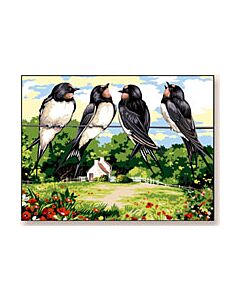 Voorbedrukte stramien van zwaluwen om te borduren