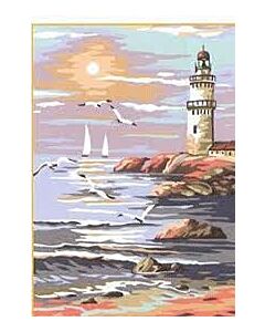 Voorbedrukt canvas/stramien vuurtoren om te borduren van Margot 72.2288