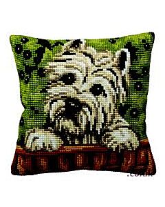  Voorbedrukt kruissteek kussen hond westy als borduurpakket