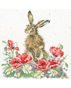Bothy Threads borduurpakket konijn in het bloemenveld XHD143 telpatroon
