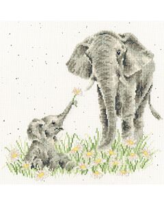 Bothy Threads borduurpakket olifanten in bloemenveld XHD155 telpatroon