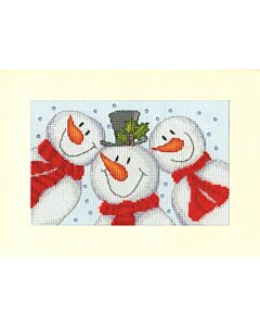 Bothy Threads borduurpakket kerstkaart sneeuwpop selfie XMAS95 telpatroon incl. passe-partout, kaart en envelop