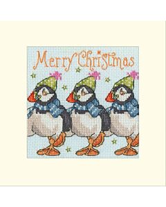 Bothy Threads borduurpakket kerstkaart sneeuwpop selfie XMAS95 telpatroon incl. passe-partout, kaart en envelop