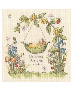 Bothy Threads borduurpakket geboortetegel lekker in de hangmat XNS1 telpatroon