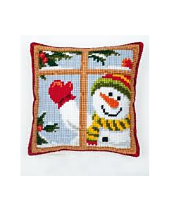 Vervaco borduurpakket Zwaaiende sneeuwman pn-0008519 kruissteekkussen