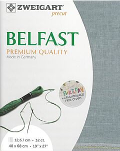 Zweigart Belfast linnen borduurstof blauw grijs 