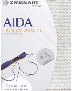 Zweigart borduurstof aida 14ct/5.4 kruisje van kl.wit met glitter kl.17 afm. 48x53cm