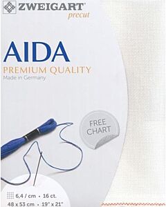 Zweigart borduurstof aida 16counts / 6.4 kruisje per centimeter wit