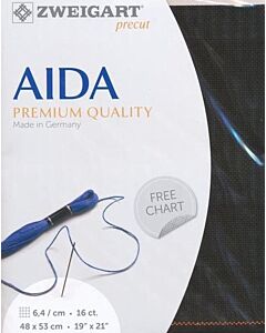 Zweigart borduurstof aida 16ct/ 6.4kruisje zwart 720 afm. 48x53cm