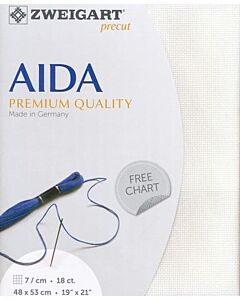 Zweigart borduurstof aida 18ct/7 kruisje wit kl.101 afm. 48x53cm