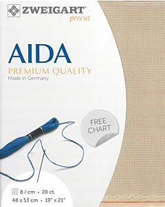 Zweigart borduurstof aida 20 counts / 8 kruisje kleur 306 beige
