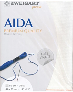 Zweigart borduurstof aida 20 counts / 8 kruisje per centimeter in de kleur 101 wit