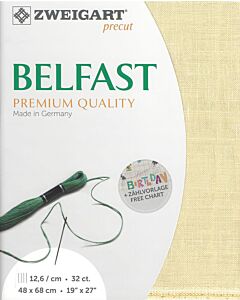 Zweigart borduurstof Belfast 32counts/12,6 draden kleur 224 geel 
