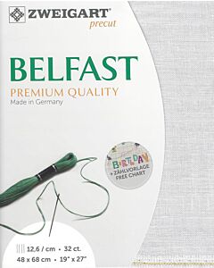 Zweigart Belfast linnen borduurstof kleur 2055 licht grijs 