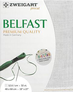 Zweigart Belfast linnen borduurstof kleur 786 licht grijs 