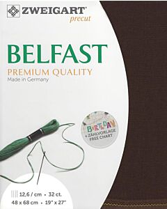 Borduurstof linnen 32counts/12,6 draden kleur 9024 donker bruin Belfast van Zweigart 