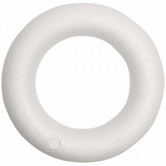 Rico Design piepschuim ring 25 cm groot.  Deze ronde krans is geschikt voor vele knutselprojecten zoals een leuke kerst krans. De ring is aan een kant bol en aan de andere kant plat. 