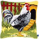Borduurpakket borduurkussen zwarte haan in kruissteek van Vervaco pn-0150663 