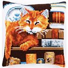 Borduurpakket  Kat tussen boeken vervaco pn-0163873  kruissteekkussen