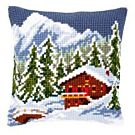 Borduurpakket kruissteekkussen sneeuwlandschap om te borduren van vervaco  pn-0146240