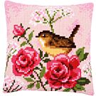 Borduurpakket kruissteekkussen vogel tussen rozen van Vervaco PN-0166318