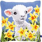 Borduurpakket borduurkussen kruissteek lam met narcissen pn-0148423 van vervaco