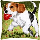 Vervaco borduurpakket kruissteek kussen Spelende hond borduren pn-0157066