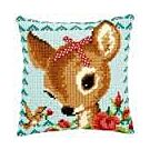 Borduurpakket kruissteekkussen  bambi met strikje van vervaco pn 0149899