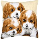Borduurpakket  kruissteek kussen 3 pups van Vervaco pn-0008507