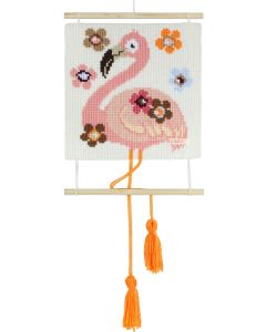 Pako borduurpakket kussen/wandhanger Flamingo 005.502 voorbedrukt